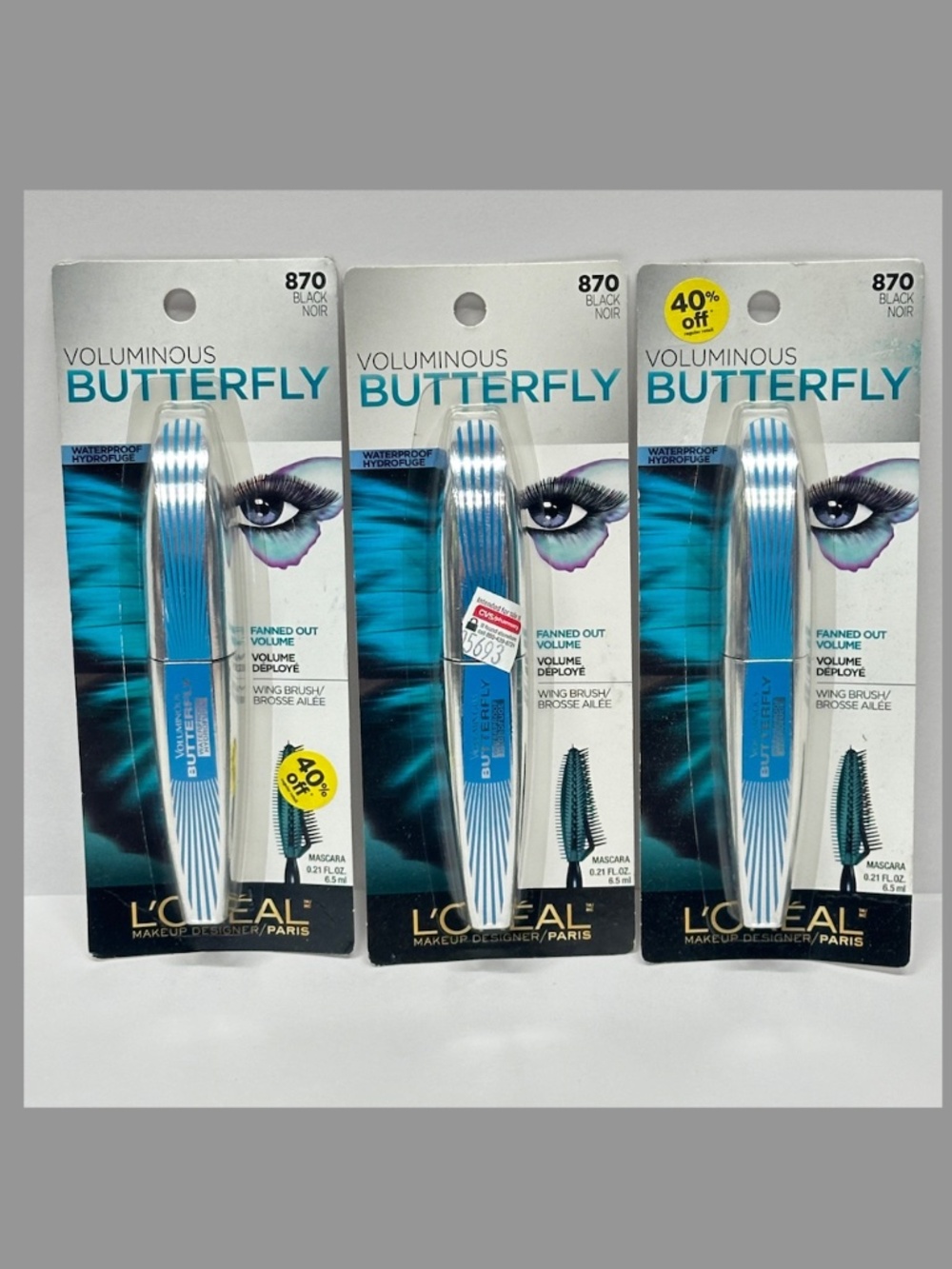 3 - L'OREAL VOLUMINOUS BUTTERFLY MASCARA Waterproof - #870 Black DISCONTINUED